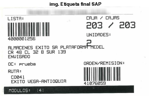 Ejemplo de etiqueta final impresa desde SAP
